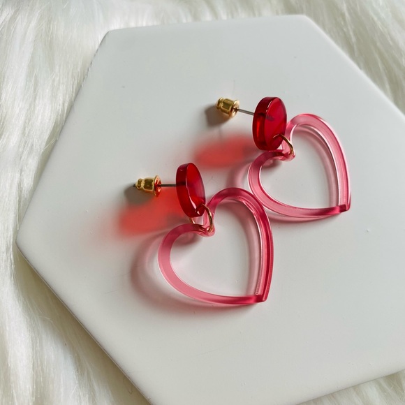 SWEETHEART drop earrings pink 925 silver needle New - Picture 3 of 3